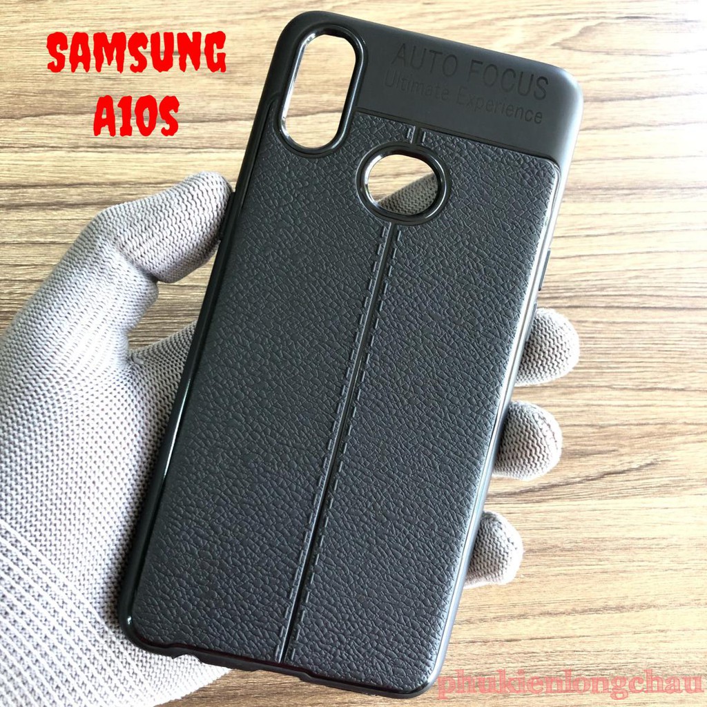 Ốp Lưng Samsung A10s Dẻo Giả Da Đen Đẹp