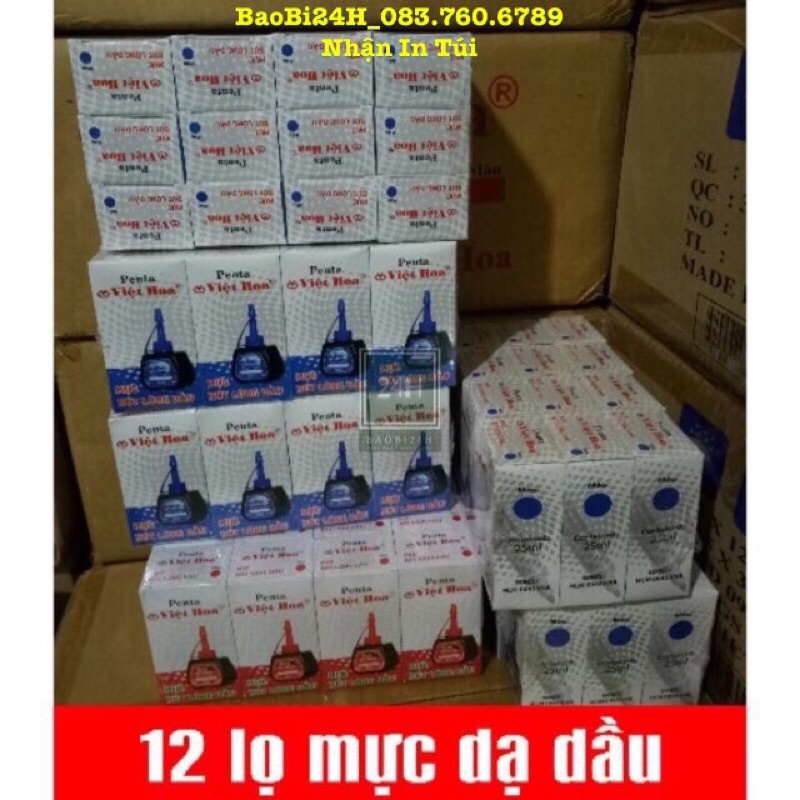01 LỌ MỰC BÚT LÔNG DẦU Mực bút lông dầu, Mực bút dạ màu Penta Việt Hoa 2 màu đỏ và xanh.Bám dính tốt, không xoá được