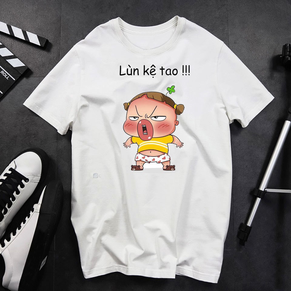 { giá sốc } Áo thun nam nữ tay ngắn, in logo quỳnh aka 'lùn kệ tao' unisex full size, sản phẩm LASTORE