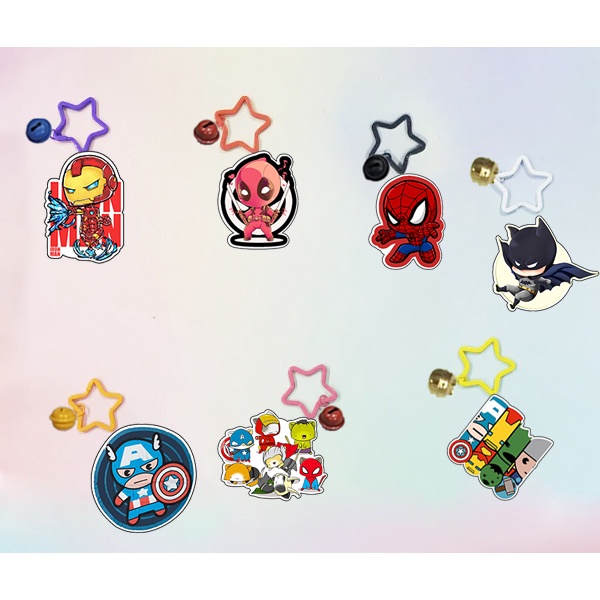 Móc khoá siêu anh hùng dẹt vòng MKI41 móc khoá cute móc khoá dễ thương