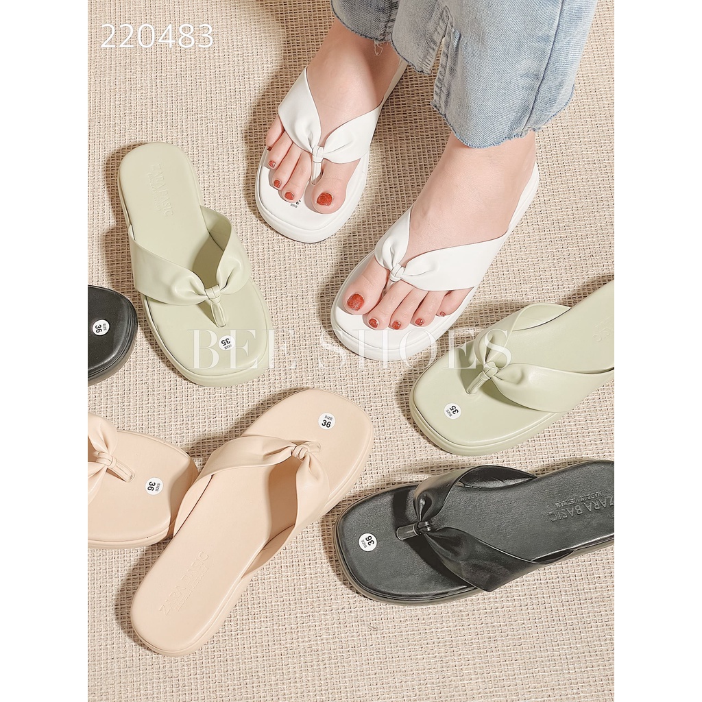 DÉP NỮ BEESHOES - DÉP NỮ XỎ NGÓN CAO 4P SẴN MÀU ĐEN - KEM - TRẮNG - XANH 220483