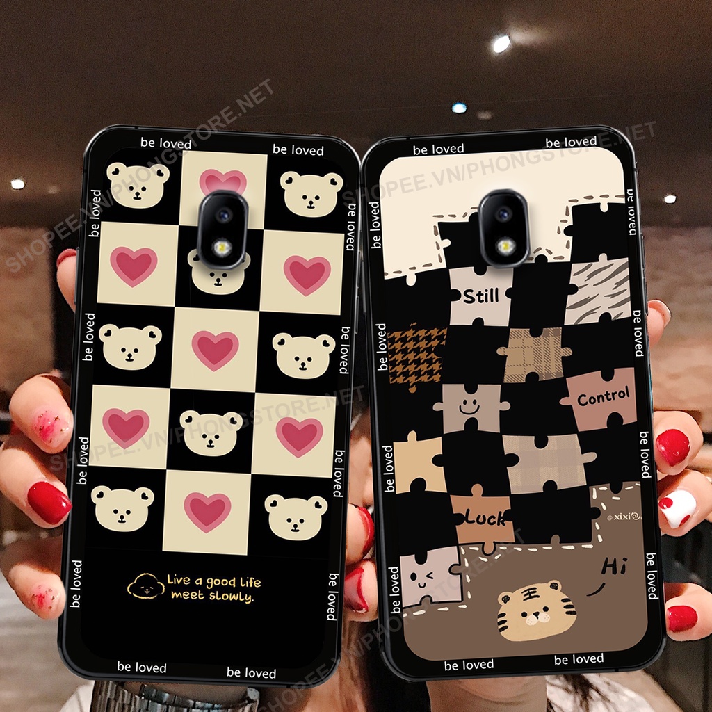 Ốp lưng J3 Pro / J5 Pro / J7 Pro / J7 Plus in họa tiết caro, mẫu gấu cực đáng yêu / ốp gấu cute giá rẻ