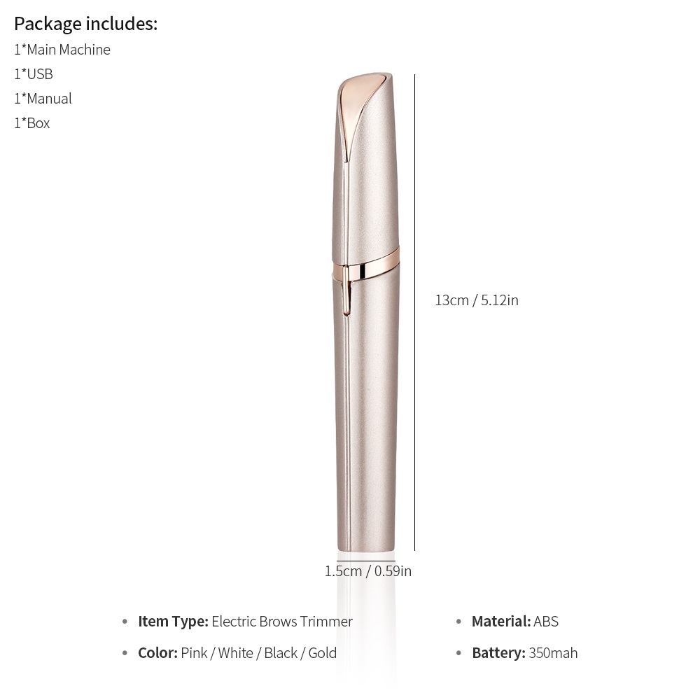 Foreverlily Máy Tỉa Lông Mày Tích Hợp Đèn Led Tiện Dụng