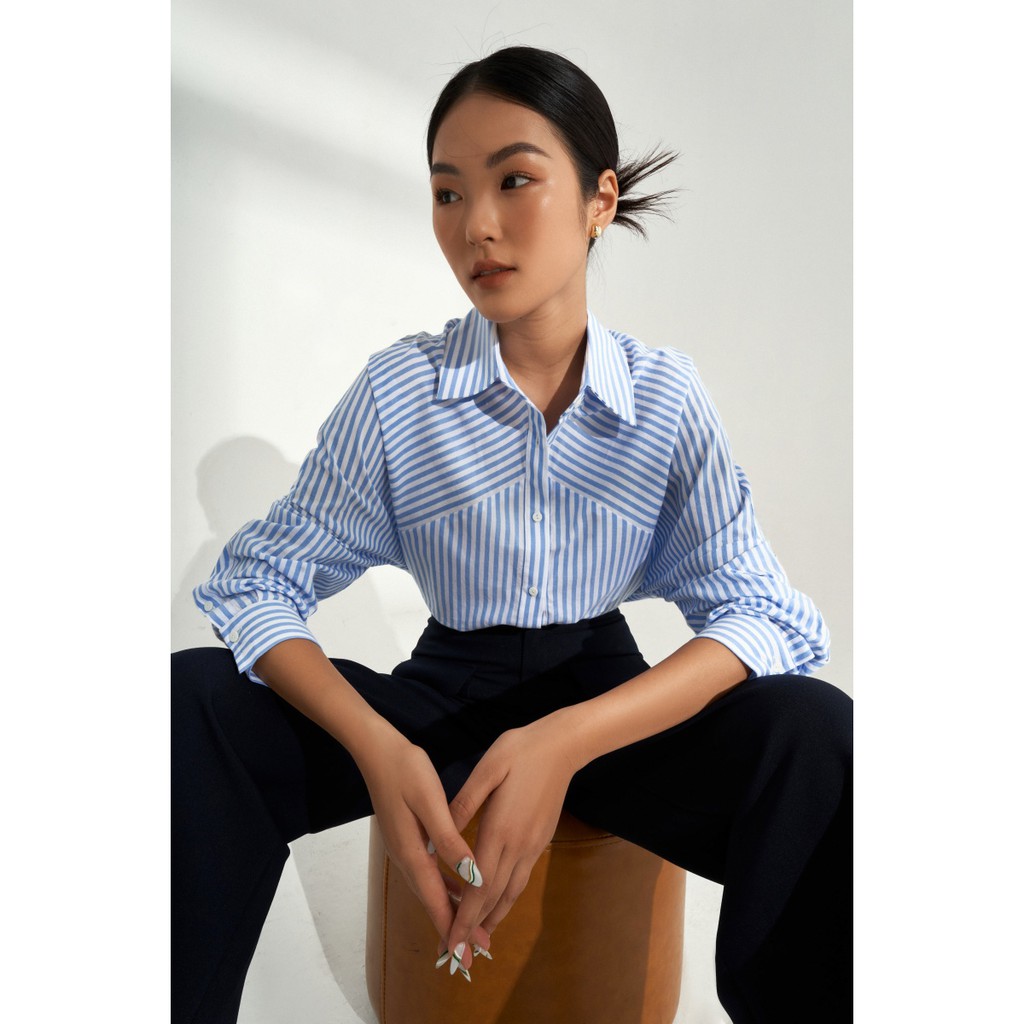 Áo sơ mi kẻ oversize tay raglan_MONOTALK T10017TK