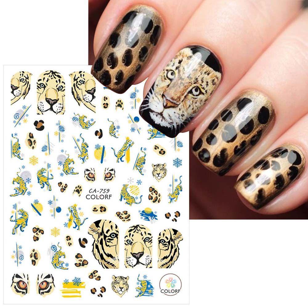 Miếng Dán Trang Trí Móng Tay In Hình Hổ Dễ Thương DIY