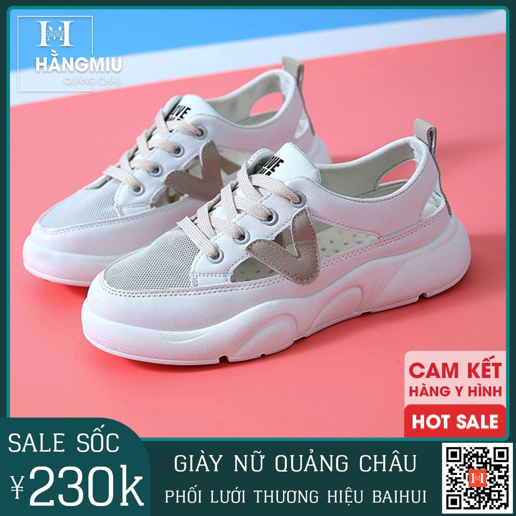 Giày Nữ Bata Phối Lưới Cách Điệu Cao Cấp Phong Cách Hàn Quốc chính hãng Baihui