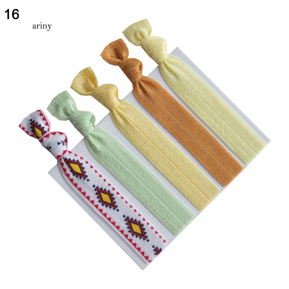 ★Set 5 Dây Cột Tóc Co Giãn Nhiều Màu Sắc Thời Trang Cho Nữ Giá Đỡ