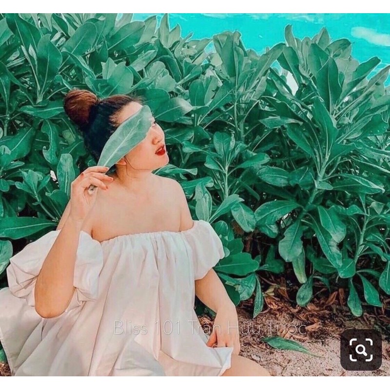 Áo Trễ Vai Tiểu Thư Tay Phồng Chất Đũi 2 Màu Be Trắng