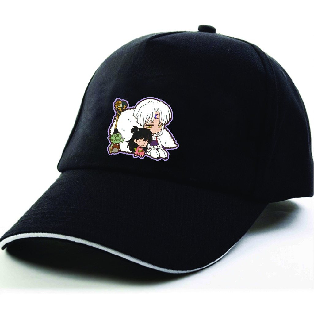 Mũ nón lưỡi trai đen in hình INUYASHA KHUYỂN DẠ XOA anime chibi thời trang phong cách
