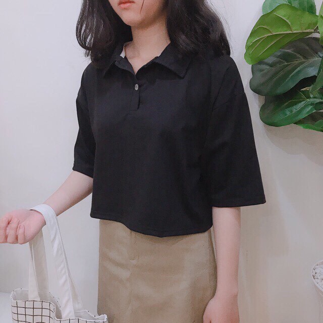 Áo thun nữ croptop có cổ cực xinh hot