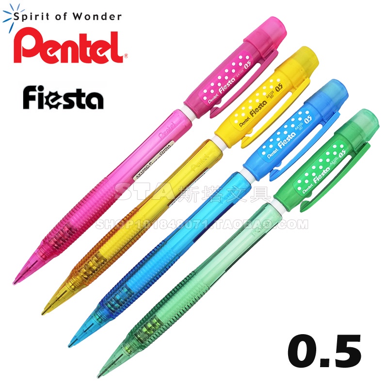 Bút Chì Kim Pentel Fiesta AX105C Ngòi 0.5mm | Thiết Kế Hiện Đại | Trang Bị Đầu tẩy | 4 Màu Vỏ