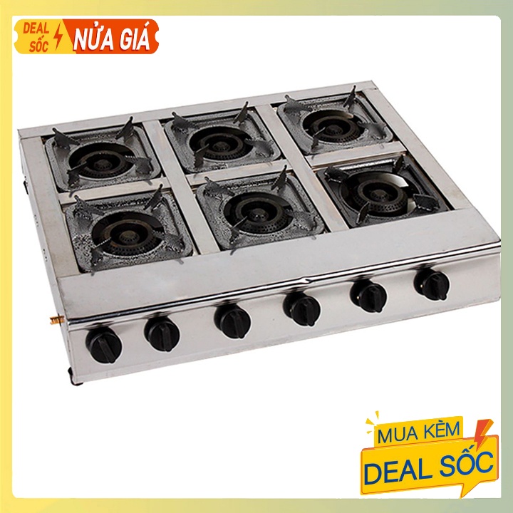 Bếp gas 6 họng - 6 cửa chuyên làm mì cay, bánh xèo