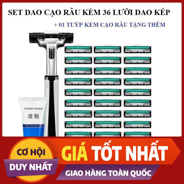 👑Bán Chạy Số 1👑Bộ Dao Cạo Râu 36 Lưỡi Kép Tặng Kèm Lọ Kem Cạo Râu, Giá Bán Tại Xưởng Sản Xuất