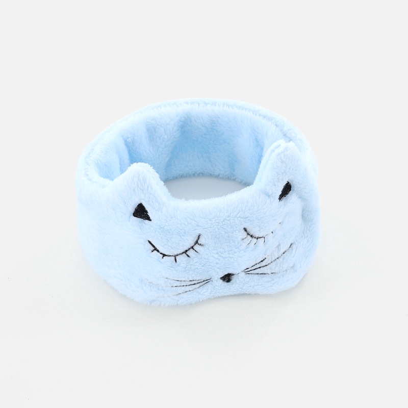 Bộ băng đô + khăn trùm đầu thêu hình mèo xinh xắn