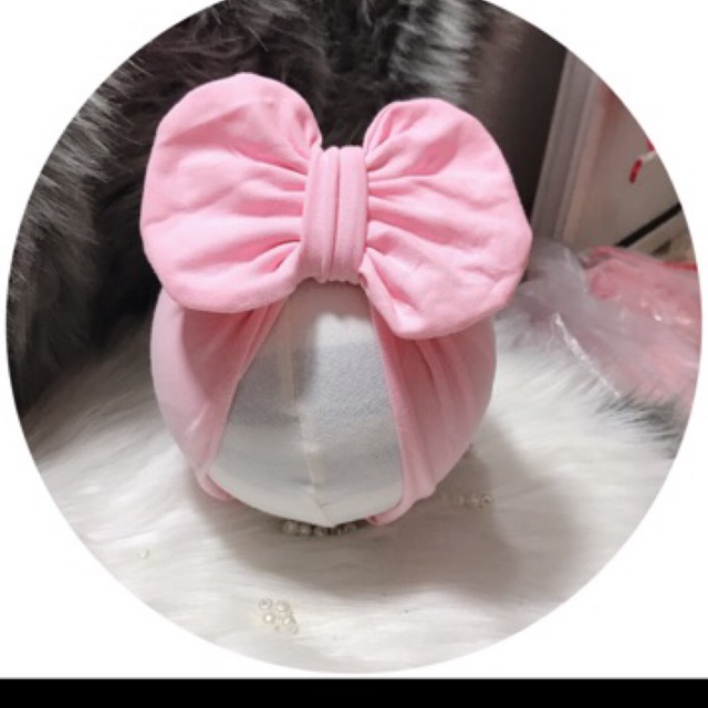 Turban cho bé ( nón hồng kèm nơ xinh 5-10kg)