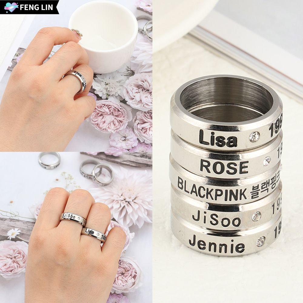 Nhẫn Thép Titan Không Gỉ Khắc Chữ BLACKPINK Thời Trang Hàn Quốc