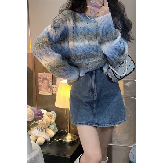 - ÁO LEN THỪNG CỔ TRÒN NGẮN PHỐI MÀU