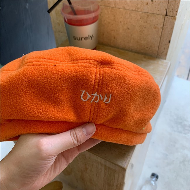 Women's beret embroidered new lettering in autumn and winter cute solid beret