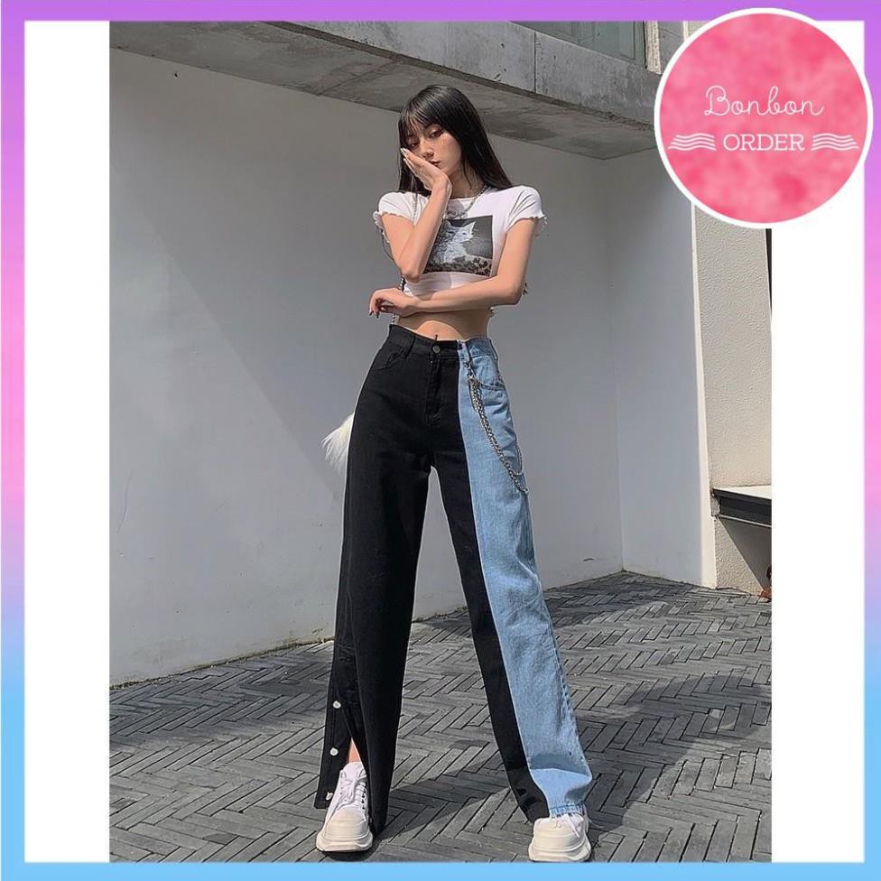 QUẦN JEAN ULZZANG HAI MÀU KHÓA NÚT Ở ỐNG SIÊU COOL