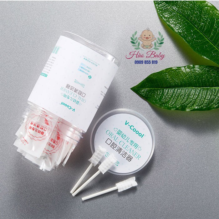 [Haobaby2018] Que Gạc rơ lưỡi V- vệ sinh răng lưỡi miệng cho bé 30 gói