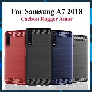 Ốp lưng dẻo Samsung Galaxy A7 2018 vân sợi cacbon chống sốc Rugger Amor.