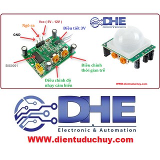 CẢM BIẾN HỒNG NGOẠI THÂN NHIỆT CHUYỂN ĐỘNG PIR HC-SR501, ĐIỆN ÁP 5V