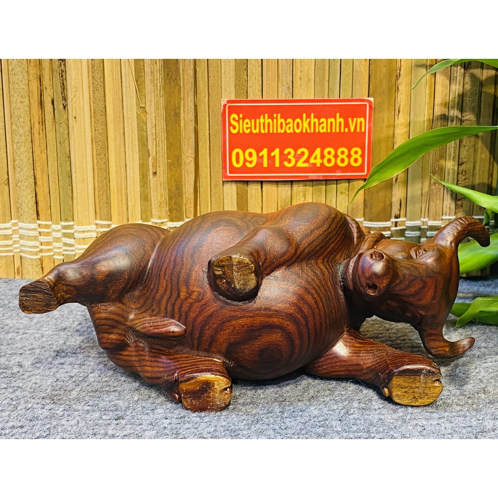 -Tượng bò tót gỗ Trắc cao cấp kt 20*9