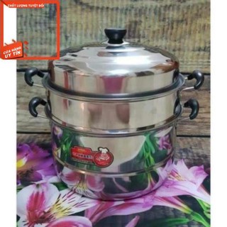 Nồi hấp 3 tầng đường kính 28cm dùng trên mọi loại bếp, Nồi hấp xửng hấp kiêm nồi luộc gà Inox 3 tầng
