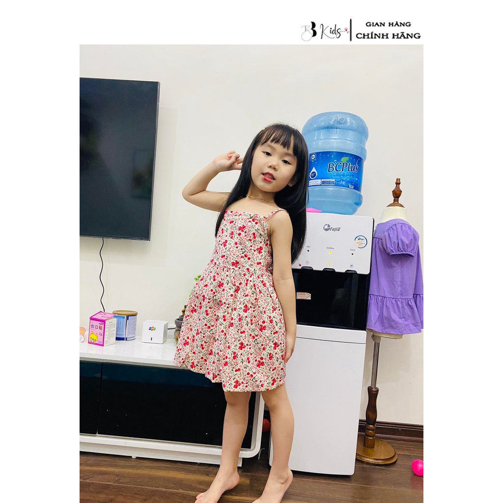 Váy 2 Dây BB KIDS Hoạ Tiết Hoa Nhí Màu Đỏ Cho Bé Gái