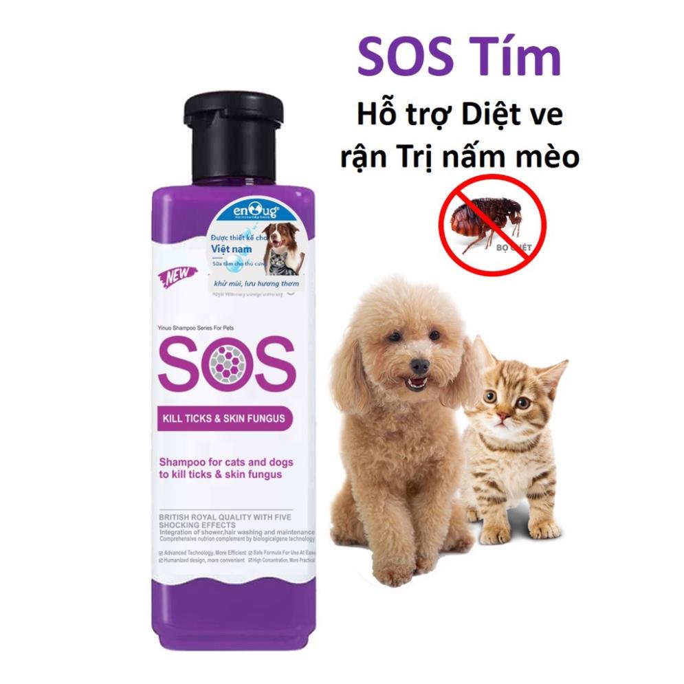 [Mã PET50K giảm Giảm 10% - Tối đa 50K đơn từ 250K] Sữa Tắm SOS cho chó mèo 530ml loại SOS Hồng dưỡng lông