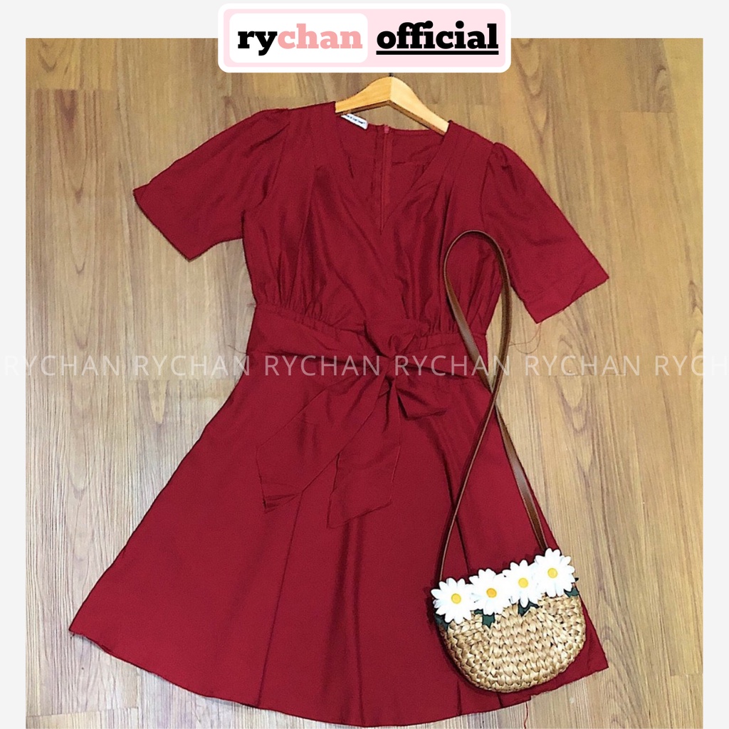 [ẢNH THẬT CUỐI] DX563 - Đầm Xòe Đắp Chéo Phối Nơ Lưng