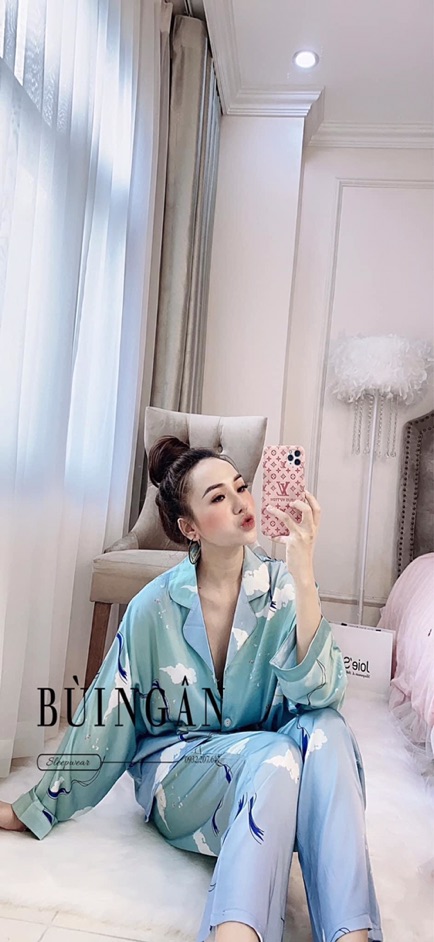 Bộ pijamma cô tiên xanh lụa satin cao cấp quảng châu | BigBuy360 - bigbuy360.vn
