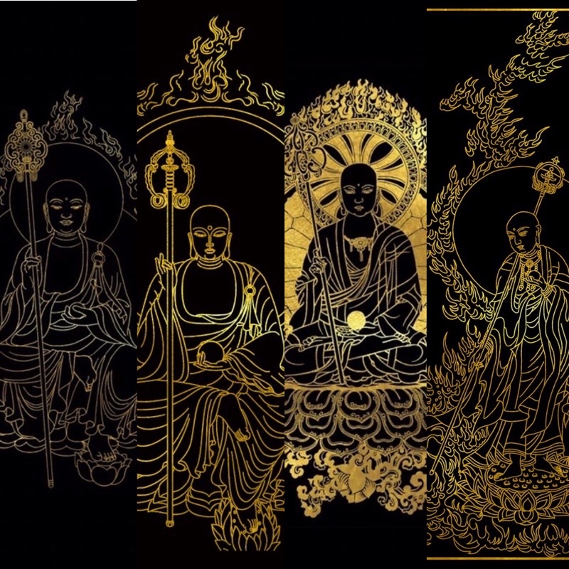 Tranh tô viền Địa Tạng Vương Bồ Tát Thangka size 40x67cm không kèm màu nhũ | Thiền Định | Dòng Tô Màu Tượng Phật