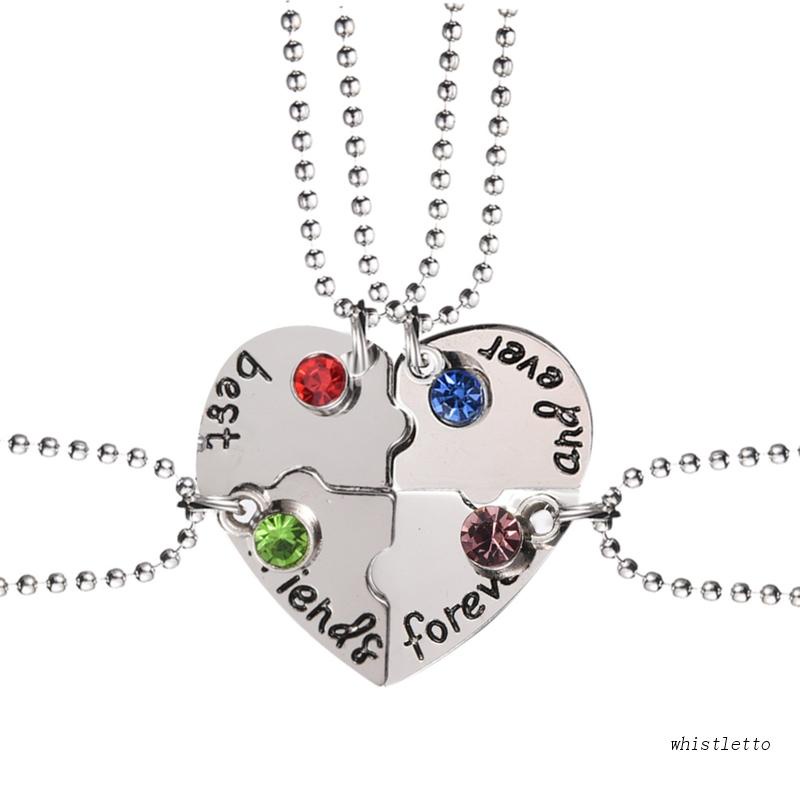 Set 4 Vòng cổ Ghép Hình Trái Tim Ghép Khắc Chữ Best Friend Forever