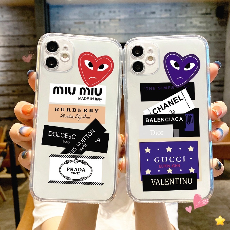 Casing Fashion Label Google Pixel 6 Pro/Pixel 3 3A 4 XL/Pixel 5a 5G Y20i Y20 Y12s Y17 Y15 Y12 A9 A5 2020 Luxury Brand Clear Soft Silicone Shockproof Cover