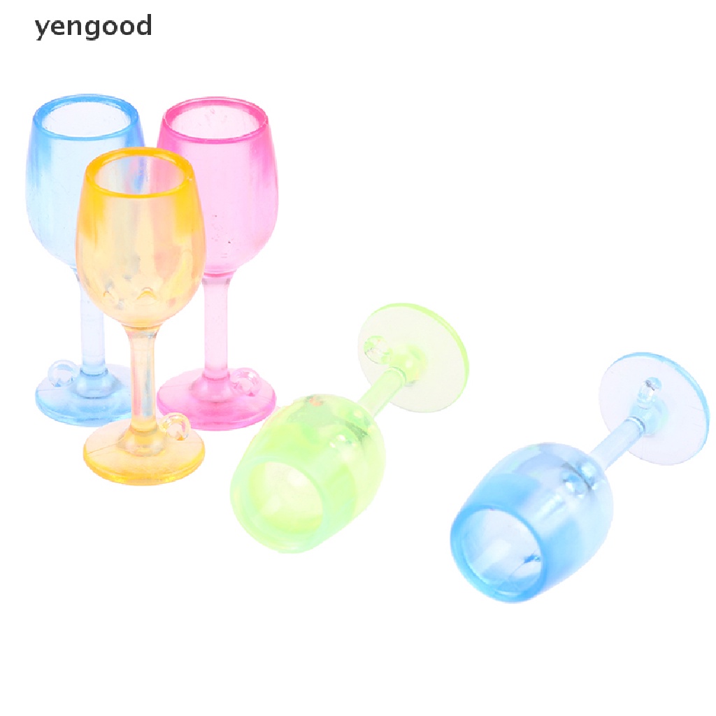 (ydWR) 5 Ly Thủy Tinh Uống Rượu Thu Nhỏ 1: 12 Đầy Màu Sắc Trang Trí Nhà Búp Bê Quán Bar