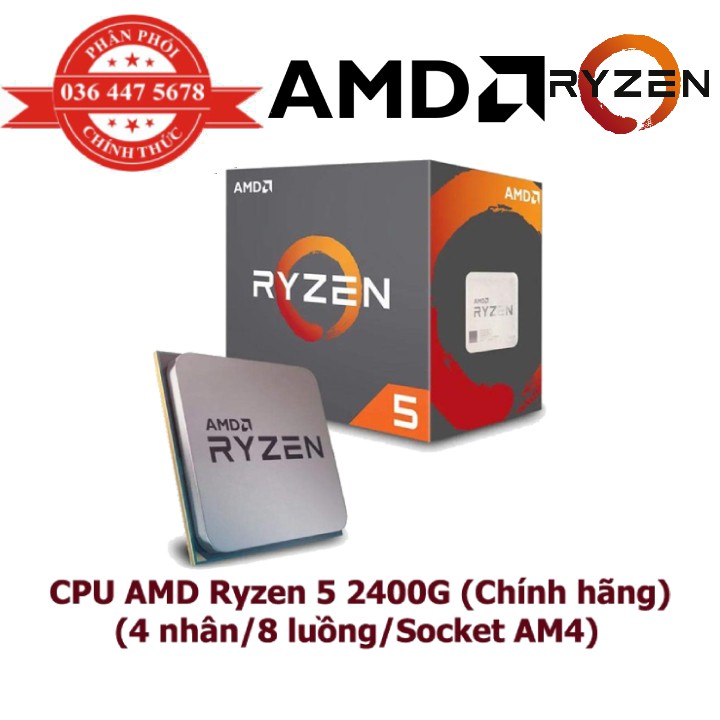 CPU AMD Ryzen 5 2400G (3.6GHz turbo up to 3.9GHz, 4 nhân 8 luồng, 4MB Cache, Radeon Vega 11, 65W) - Socket AMD AM4