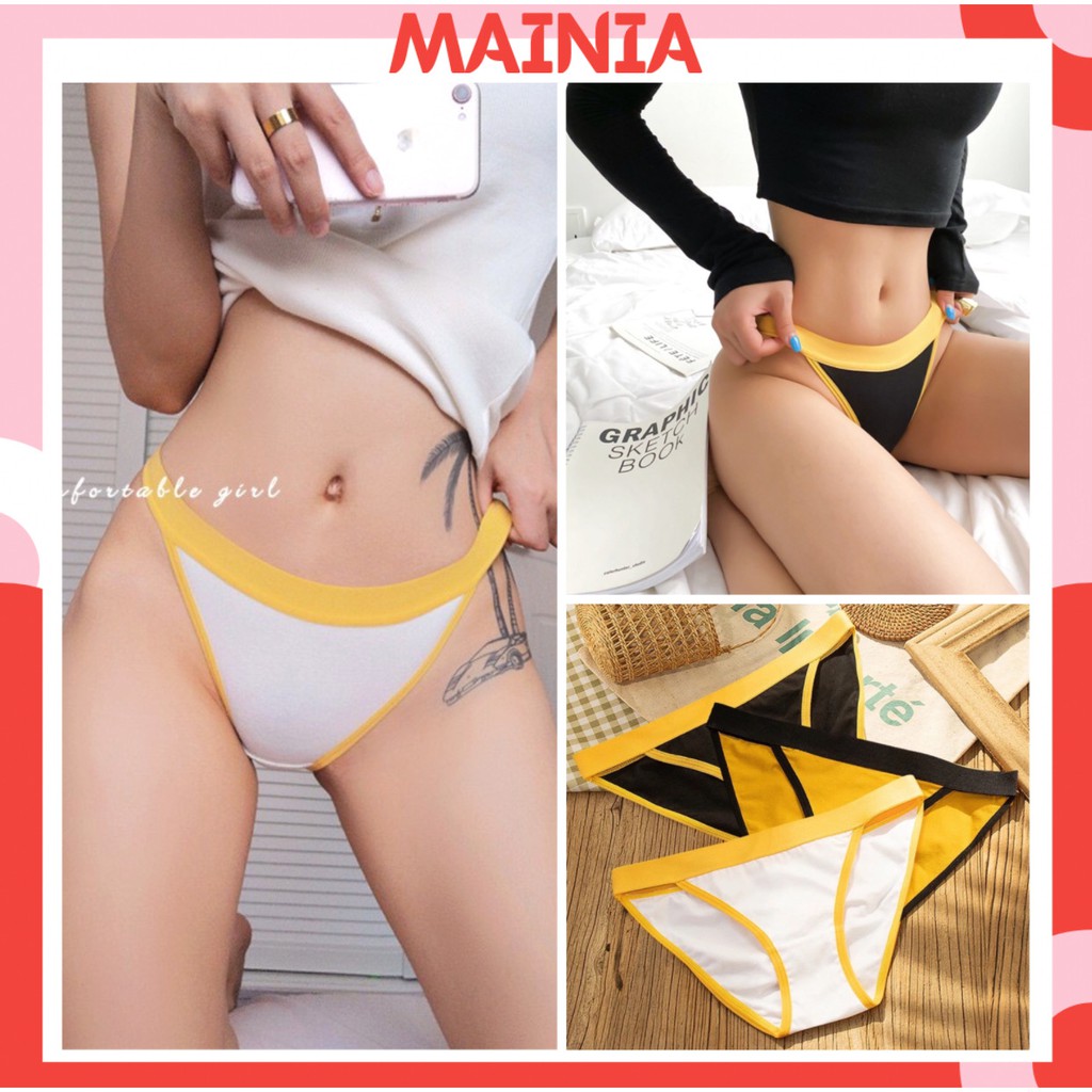 Quần Lót Nữ Cotton Phối Màu Lưng Thun Bản To Dáng Thể Thao Cá Tính Mainia Shop