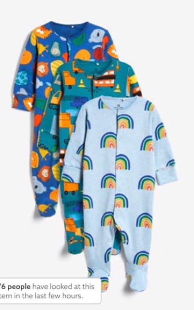 Sleepsuit hãng NEXT xuất dư chất liệu cotton cho bé trai và bé gái size 1 tháng đến 24 tháng