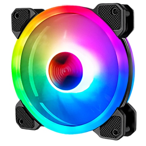 Quạt tản nhiệt pc, fan coolmoon led RGB, Dual Ring fan vòng tâm + vòng viền siêu sáng - SIÊU ĐẸP