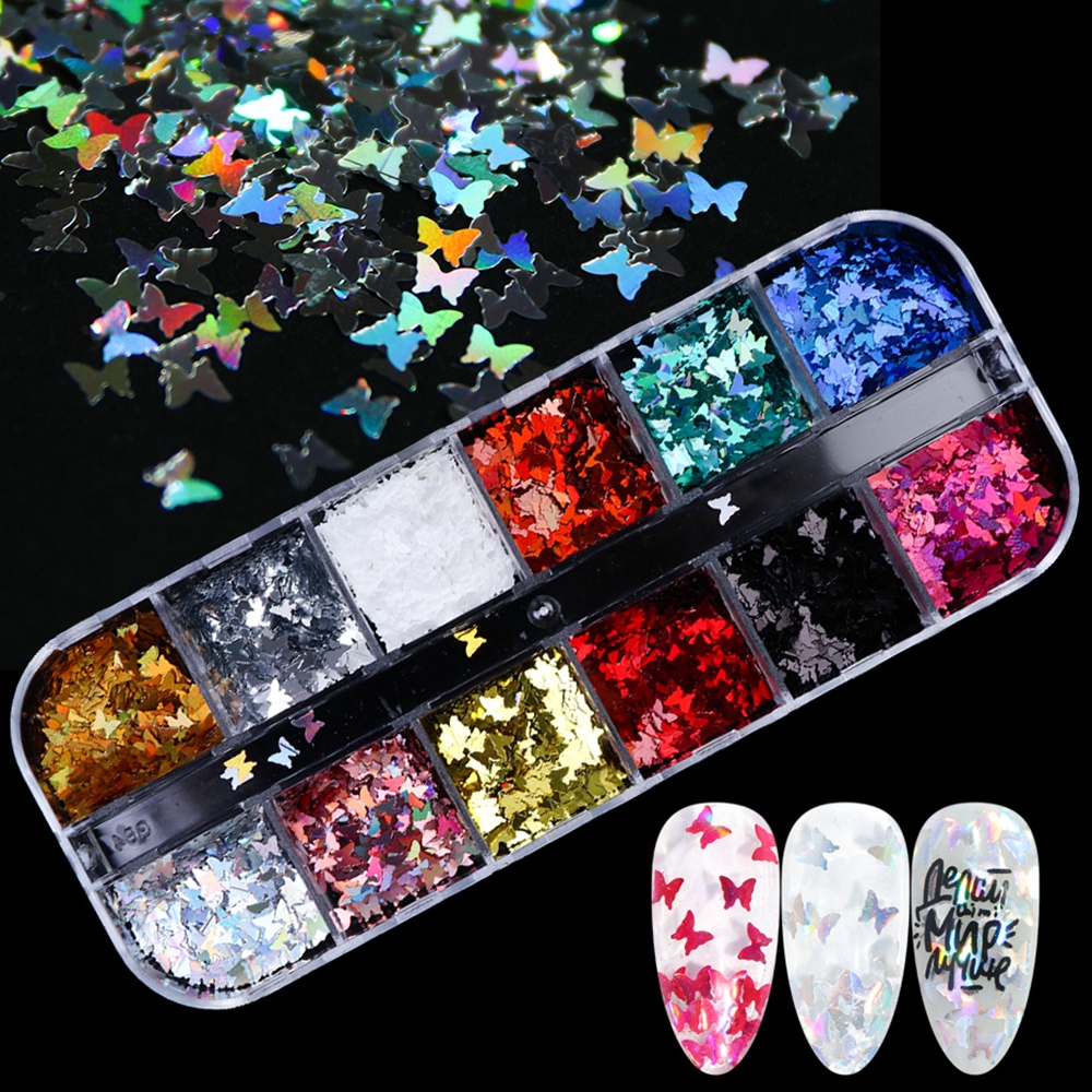 SOMEDAYZL Holographic Iridescent Holographic Laser Slice Nail Glitter Sequins