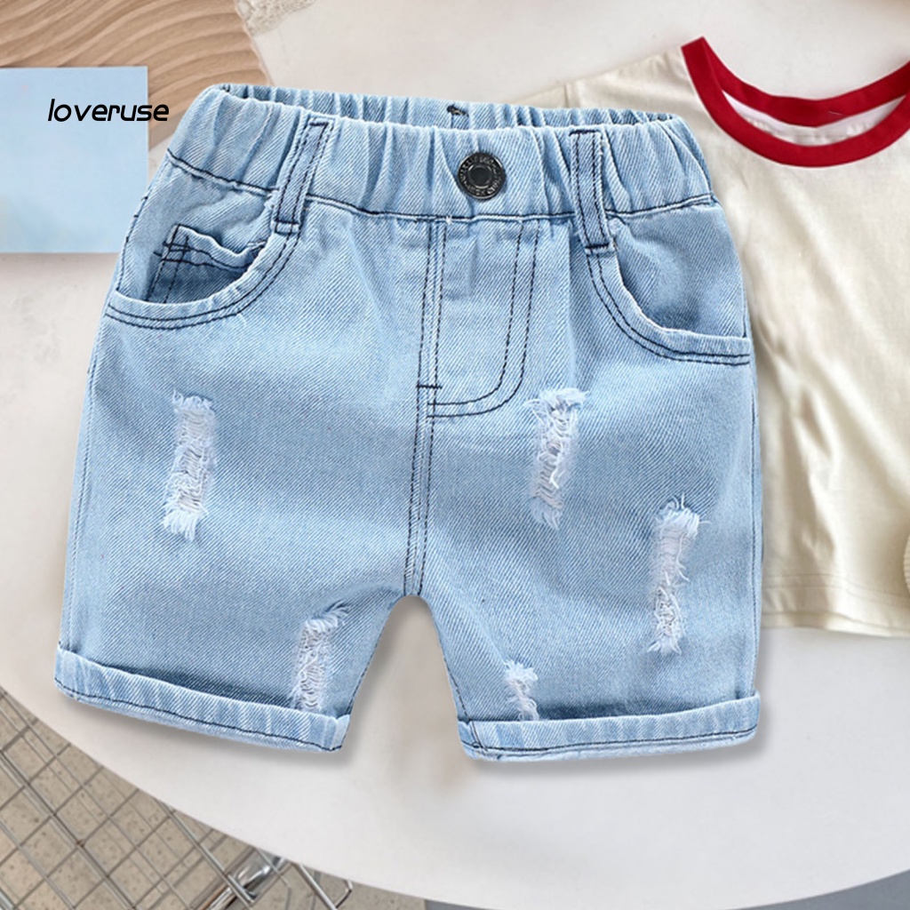 Quần Short Jean Rách Cá Tính Thời Trang Phong Cách Hàn Quốc Cho Bé Trai