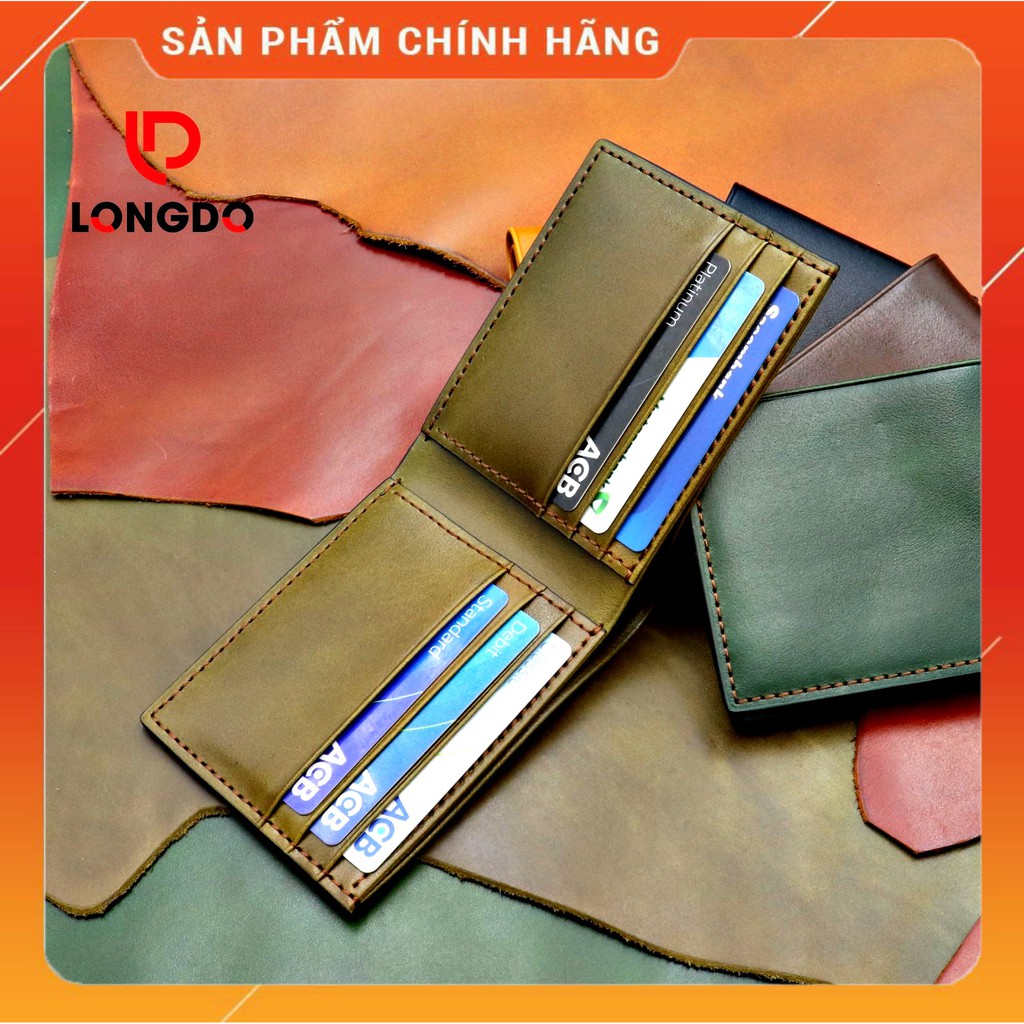 Ví Da Bò Pullup Cao Cấp - Cam Kết 100% Da Bò Thật - Ví Ngang - Hàng Chính Hãng Thương Hiệu Longdo Leather - B01