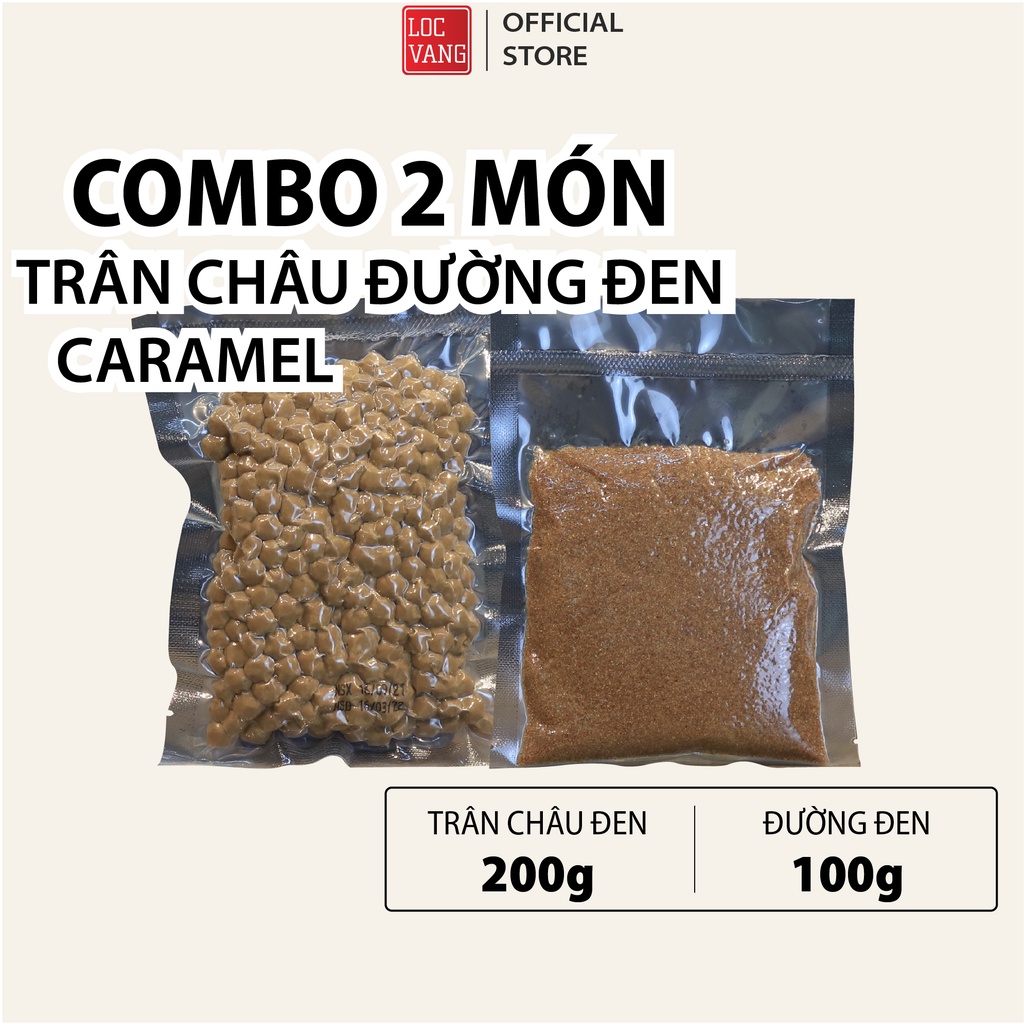 SET 2 MÓN Trân Châu Đường Đen Nâu Hàn Quốc CARAMEL Làm Trà Sữa Tự Pha Tàu Hũ Sữa Chua Tươi