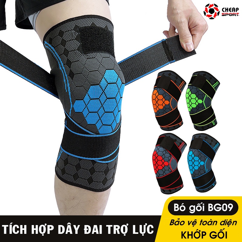 Bó Gối Thể Thao Tích Hợp Dây Đai Trợ Lực Bảo Vệ Đầu Gối Khi Chơi Bóng Đá Bóng Rổ Tập Gym Chạy Bộ Tennis Cầu Lông Tập Tạ