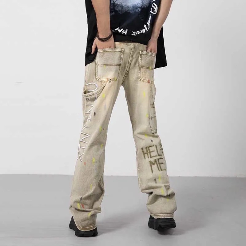 Quần jean unisex phối màu độc lạ phong cách đường phố | BigBuy360 - bigbuy360.vn