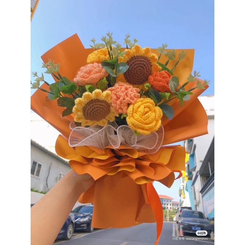 Bó Hoa Đan Len Thủ Công Làm Quà Tặng Sinh Nhật / Valentines