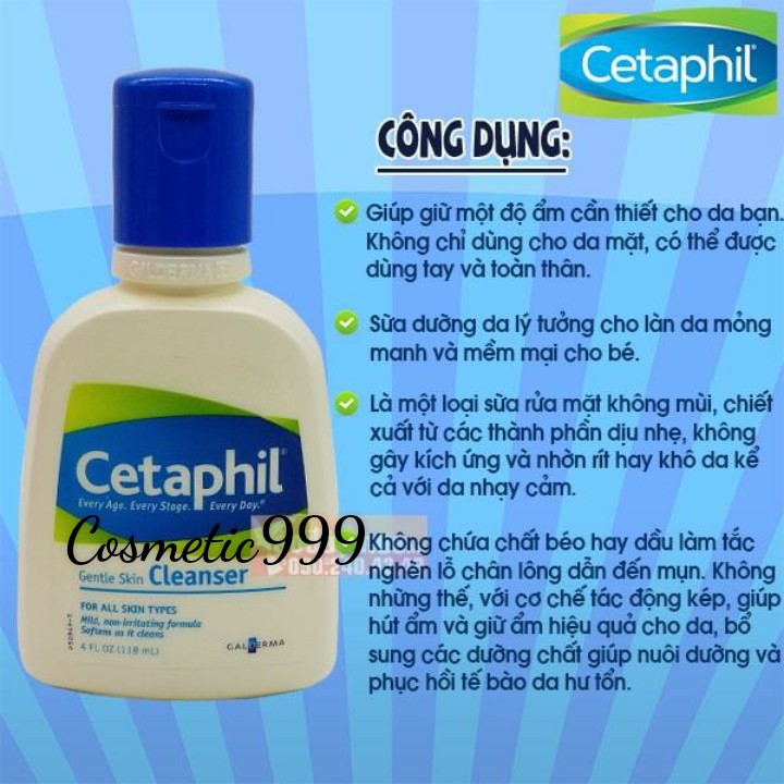 auth 100%  591ml sữa rửa mặt cetaphil gentle skin cleanser -cosmetic999