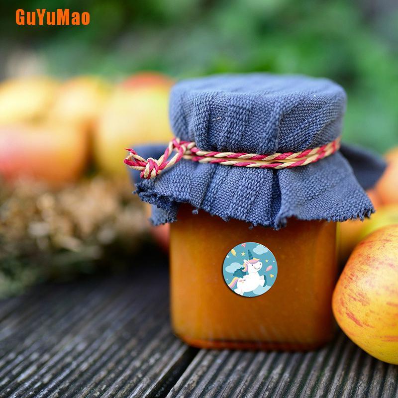 Cuộn 500 Miếng Dán Hình Kỳ Lân In Chữ Thank You Trang Trí Bánh Kem