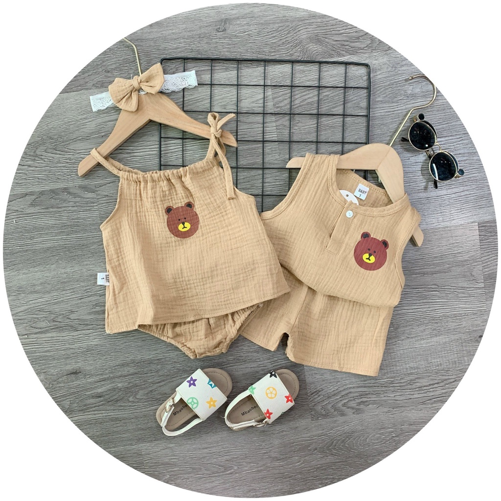 Set Bộ 3 Lỗ Chất Xô Muslin Siêu Mát Cho Bé Trai Bé Gái Size 8-20kg